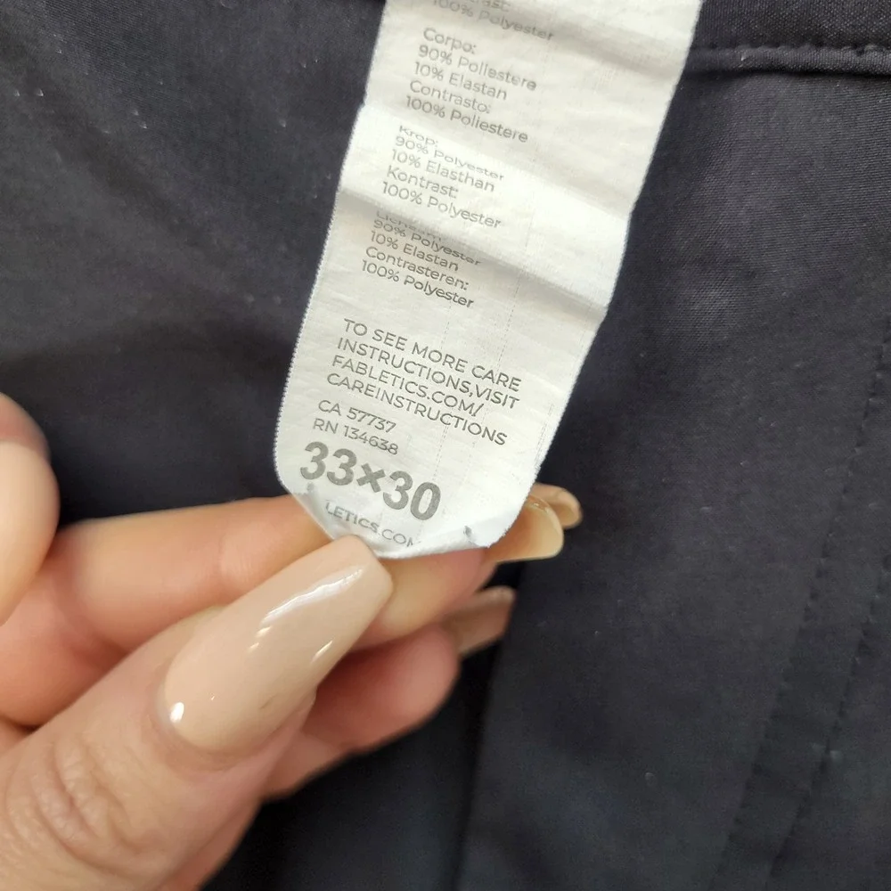 Fabletics Only Pant Mens 33x30 Black Athletic Tech Trousers PT2355650